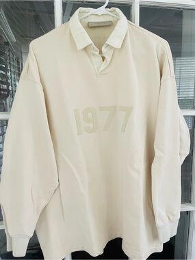 Fear of God Essentials Rugby Shirt Men’s Small Cream 1977 Cotton